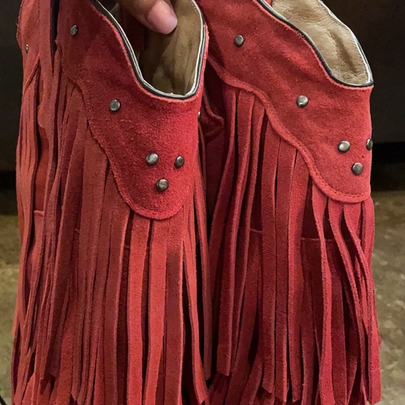 Brand New Tanner Mark red fringe cowboy boots - Picture 6 of 6